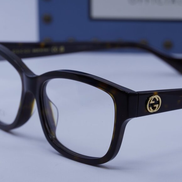 Gucci GG1259OA 002 Rectangle 55mm Eyeglasses - Dark Havana - Picture 4 of 11